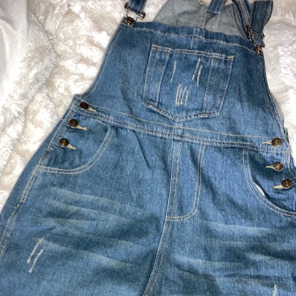 COPY - DISTRESSED LOOK BLUE OVERALLS - Picture 11 of 16